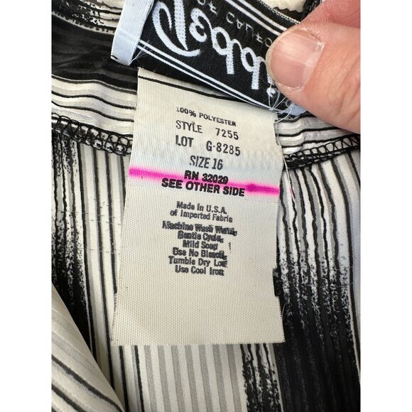 Teddi Of California Womens White Black Blouse 16 long sleeve polyester button up - Picture 4 of 6